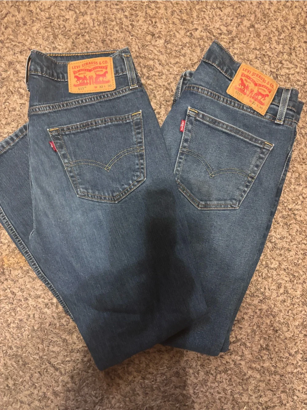 Levi's Men's Blue Relaxed Straight Jeans with Signature Patch 32/30